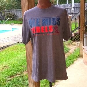 Stadium Men's Gray Ole Miss Rebels Red/Blue Crew Neck Short Sleeve TShirt